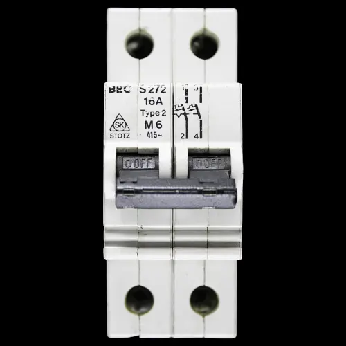 BBC 16 AMP TYPE 2 M6 DOUBLE POLE MCB CIRCUIT BREAKER S272 STOTZ