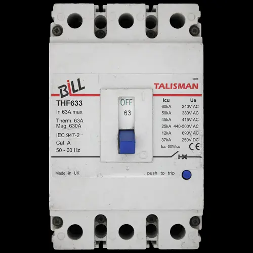 BILL 63 AMP 45kA TRIPLE POLE MCCB THF633 TALISMAN