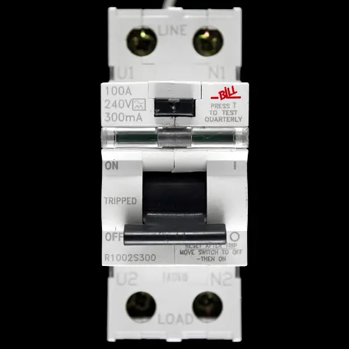 BILL 100 AMP 300mA DOUBLE POLE RCCB RCD TYPE A R1002S300