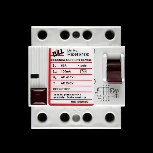 BILL 63 AMP 100mA FOUR POLE RCD TYPE AC R634S100