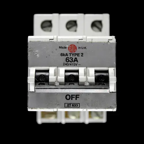 BILL 63 AMP TYPE 2 6kA TRIPLE POLE MCB CIRCUIT BREAKER 2T633