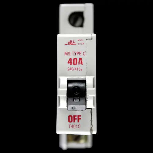 BILL 40 AMP CURVE C M9 MCB CIRCUIT BREAKER T401C RED