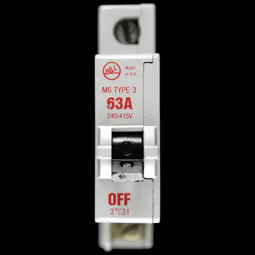 BILL 63 AMP TYPE 3 M6 MCB CIRCUIT BREAKER 3T631 RED