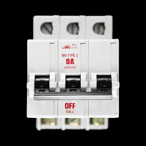 BILL 6 AMP CURVE C M9 TRIPLE POLE MCB CIRCUIT BREAKER T063C RED