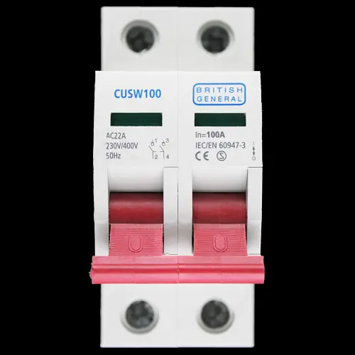 BRITISH GENERAL 100 AMP DOUBLE POLE MAIN SWITCH DISCONNECTOR CUSW100 BG S3