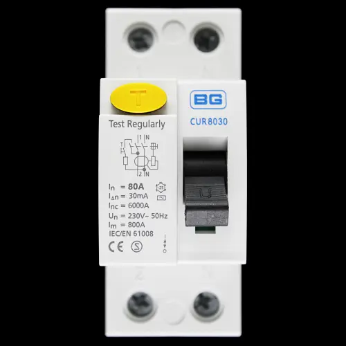 BRITISH GENERAL 80 AMP 30mA DOUBLE POLE RCCB RCD TYPE AC CUR8030 BG