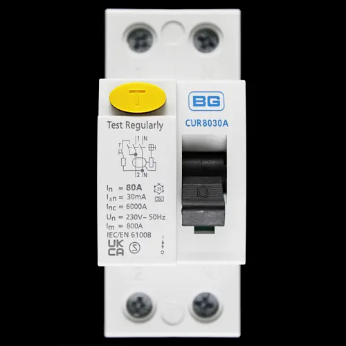 BRITISH GENERAL 80 AMP 30mA DOUBLE POLE RCCB RCD TYPE A CUR8030A BG