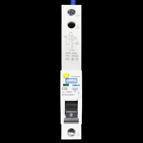 BG BRITISH GENERAL 32 AMP CURVE C 6kA 30mA RCBO TYPE AC CURC32
