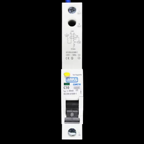 BG BRITISH GENERAL 10 AMP CURVE C 6kA 30mA RCBO TYPE AC CURC10