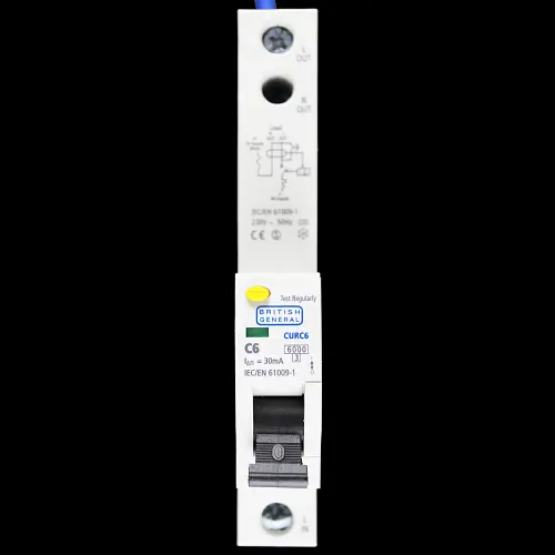 BG BRITISH GENERAL 6 AMP CURVE C 6kA 30mA RCBO TYPE AC CURC6