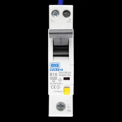 BG BRITISH GENERAL 10 AMP CURVE B 6kA 30mA RCBO TYPE AC CUCRB10
