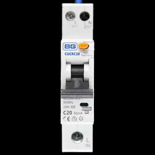 BG BRITISH GENERAL 20 AMP CURVE C 6kA 30mA RCBO TYPE AC CUCRC20