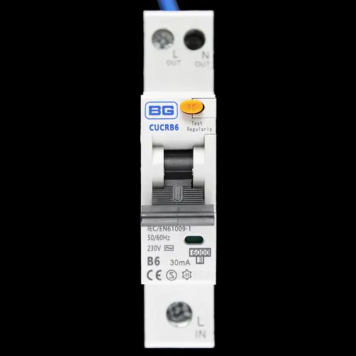 BG BRITISH GENERAL 6 AMP CURVE B 6kA 30mA RCBO TYPE AC CUCRB6