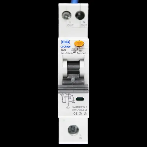 BG BRITISH GENERAL 20 AMP CURVE B 6kA 30mA RCBO TYPE AC CUCRB20