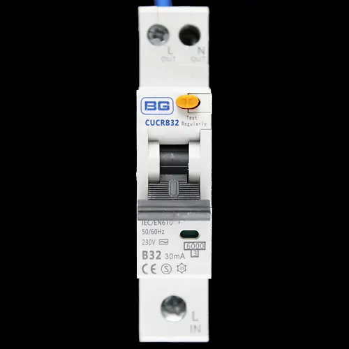 BG BRITISH GENERAL 32 AMP CURVE B 6kA 30mA RCBO TYPE AC CUCRB32