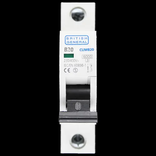 BG BRITISH GENERAL 20 AMP CURVE B 6kA MCB CIRCUIT BREAKER CUMB20 22963-0001