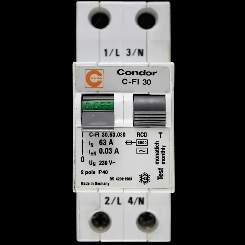 CONDOR 63 RCD DOUBLE POLE 30mA TYPE AC C-FI 30.63.030