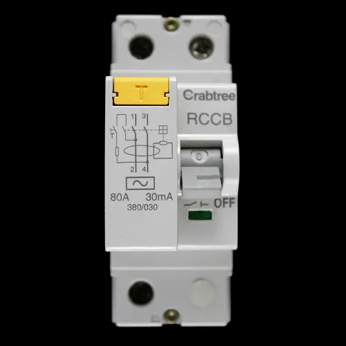 CRABTREE 80 AMP 30mA DOUBLE POLE RCCB RCD TYPE AC 380/030 STARBREAKER