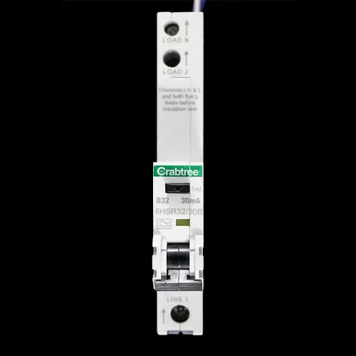 CRABTREE 32 AMP CURVE B 10kA 30mA RCBO TYPE A LOADSTAR 6HSR32/30B