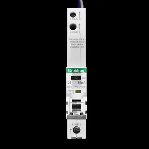 CRABTREE 6 AMP CURVE C 10kA 30mA RCBO TYPE A LOADSTAR 6HSR06/30C