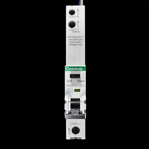 CRABTREE 20 AMP CURVE C 10kA 30mA RCBO TYPE A 6HSR20/30C LOADSTAR