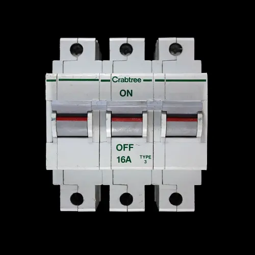 CRABTREE 16 AMP TYPE 3 M9 TRIPLE POLE MCB CIRCUIT BREAKER POLESTAR