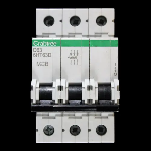 CRABTREE 63 AMP CURVE D 10kA TRIPLE POLE MCB CIRCUIT BREAKER 6HT63D LOADSTAR