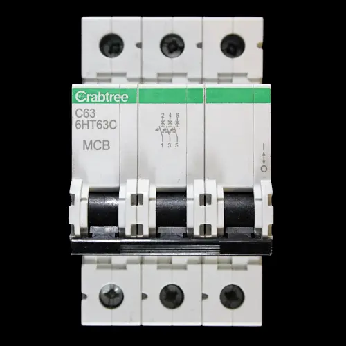 CRABTREE 63 AMP CURVE C 10kA TRIPLE POLE MCB CIRCUIT BREAKER 6HT63C LOADSTAR