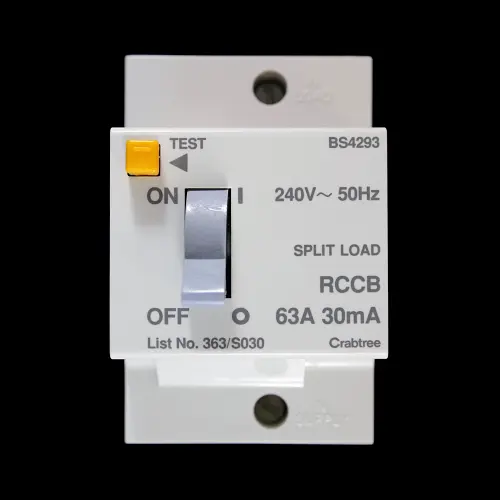CRABTREE 63 AMP 30mA DOUBLE POLE RCCB STARBREAKER SPLIT LOAD 363/S030