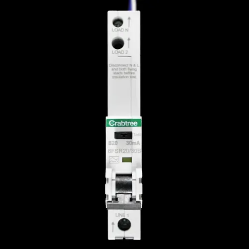 CRABTREE 20 AMP CURVE B 6kA 30mA RCBO TYPE A LOADSTAR 6FSR20/30B