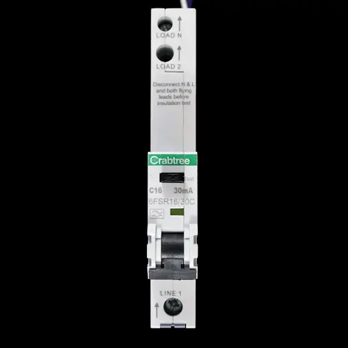 CRABTREE 16 AMP CURVE C 6kA 30mA RCBO TYPE A 6FSR16/30C LOADSTAR