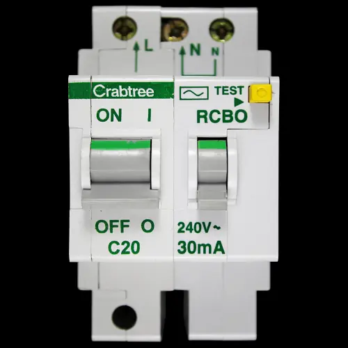 CRABTREE 20 AMP CURVE C 10kA 30mA DOUBLE POLE RCBO TYPE AC POLESTAR 602C/203