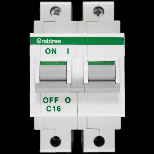 CRABTREE 16 AMP CURVE C 16kA DOUBLE POLE MCB CIRCUIT BREAKER POLESTAR 62C/16