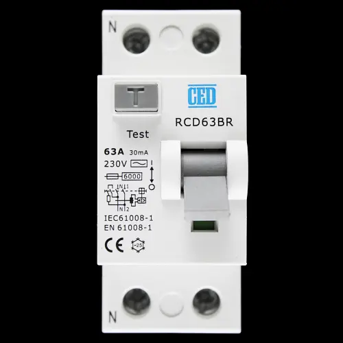 CED 63 AMP 30mA DOUBLE POLE RCD TYPE AC RCD63BR