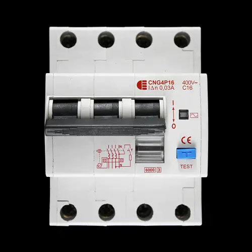 CEE 16 AMP CURVE C 6kA 30mA FOUR POLE RCBO TYPE AC CNG4P16
