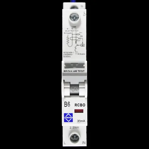 LEWDEN 6 AMP CURVE B 6kA 30mA RCBO TYPE AC 6/30/SP