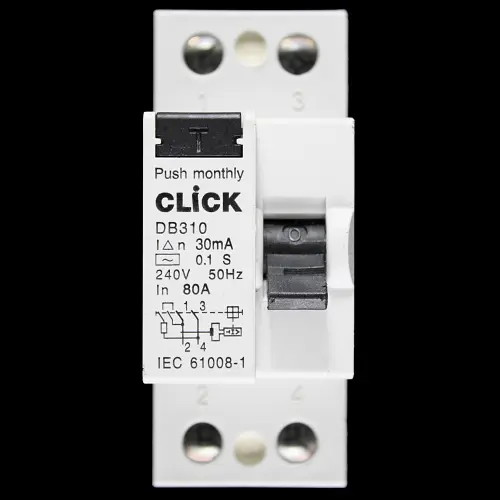CLICK 80 AMP 30mA DOUBLE POLE RCD TYPE AC DB310