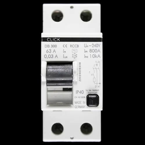 CLICK 63 AMP 30mA DOUBLE POLE RCD TYPE AC DB300