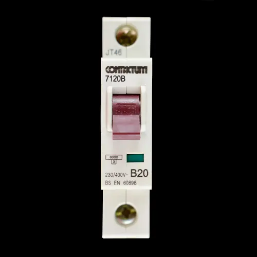 CONTACTUM 20 AMP CURVE B 6kA MCB CIRCUIT BREAKER 7120B BLACK