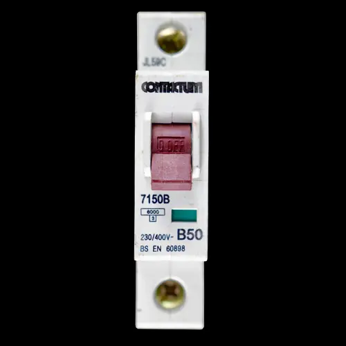 CONTACTUM 50 AMP CURVE B 6kA MCB CIRCUIT BREAKER 7150B BLACK