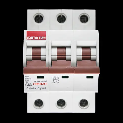 CONTACTUM 63 AMP CURVE C 10kA TRIPLE POLE MCB CIRCUIT BREAKER CPB1063C3