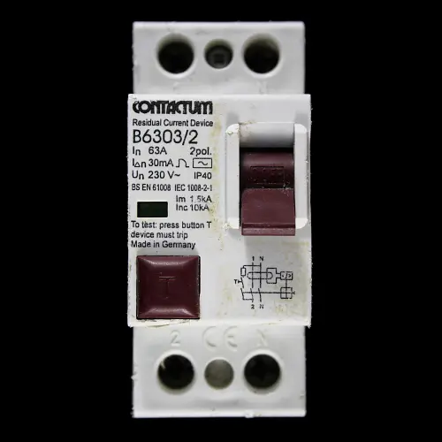 CONTACTUM 63 AMP 10kA 30mA DOUBLE POLE RCD TYPE AC B6303/2