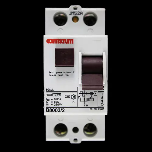 CONTACTUM 80 AMP 30mA DOUBLE POLE RCCB RCD TYPE AC B8003/2 RED