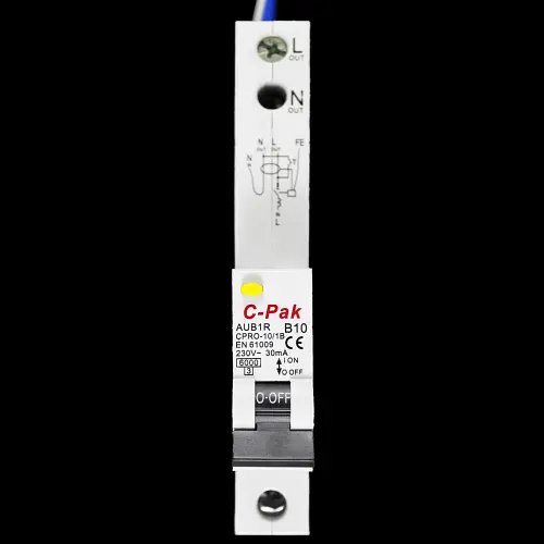 C-PAK 10 AMP CURVE B 6kA 30mA RCBO TYPE AC AUB1R CPRO-10/1B