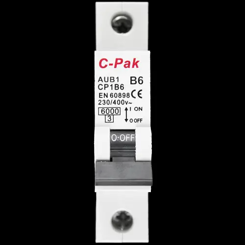 C-PAK 6 AMP CURVE B 6kA MCB CIRCUIT BREAKER AUB1 CP1B6