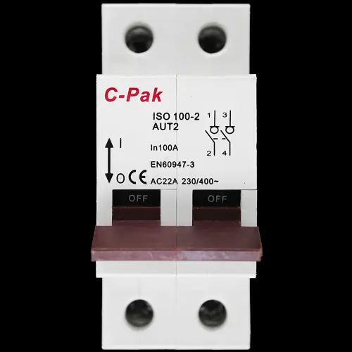 C-PAK 100 AMP DOUBLE POLE MAIN SWITCH DISCONNECTOR ISO100-2 AUT2