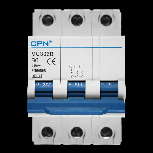 CPN 6 AMP CURVE B 6kA TRIPLE POLE MCB CIRCUIT BREAKER MC306B