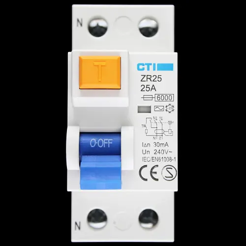 CTI 25 AMP 30mA DOUBLE POLE RCD TYPE AC ZR25 SQ