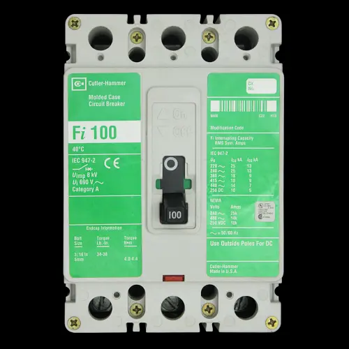CUTLER-HAMMER 100 AMP 18kA TRIPLE POLE MCCB Fi 100