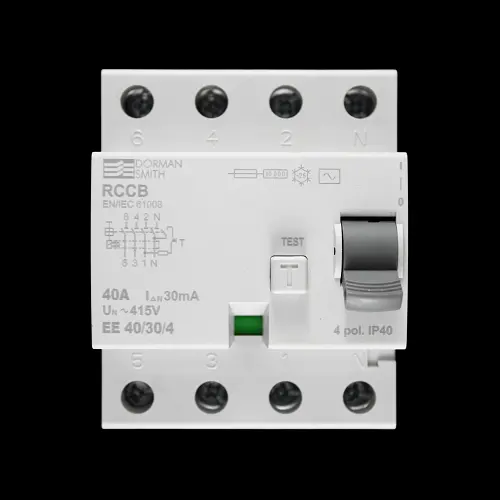 DORMAN SMITH 40 AMP 10kA 30mA FOUR POLE RCCB TYPE AC EE 40/30/4